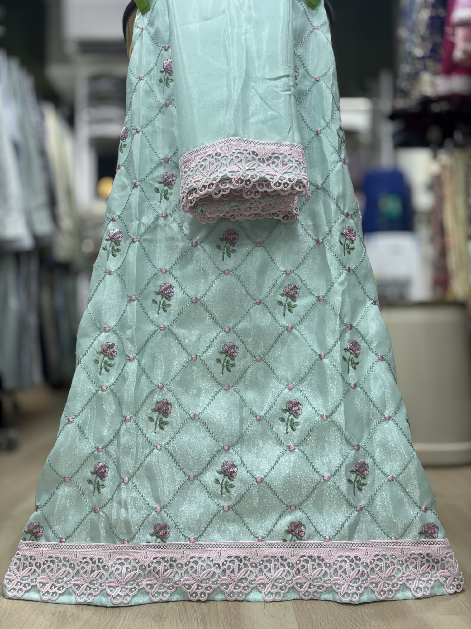Full Embroidered Ghagra Satin Rida Misaq Full Embroidered Ghagra Satin Rida Misaq